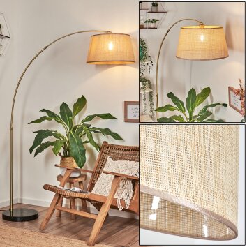 Sabadim Golvlampa, Båglampor Mässing, Svart, 1-ljuskällor, Tyg-lampskärm