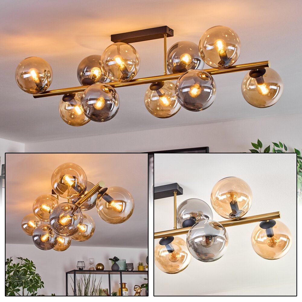 Gastor Taklampa, kullampa Guld, Svart, 10-ljuskällor main product photo