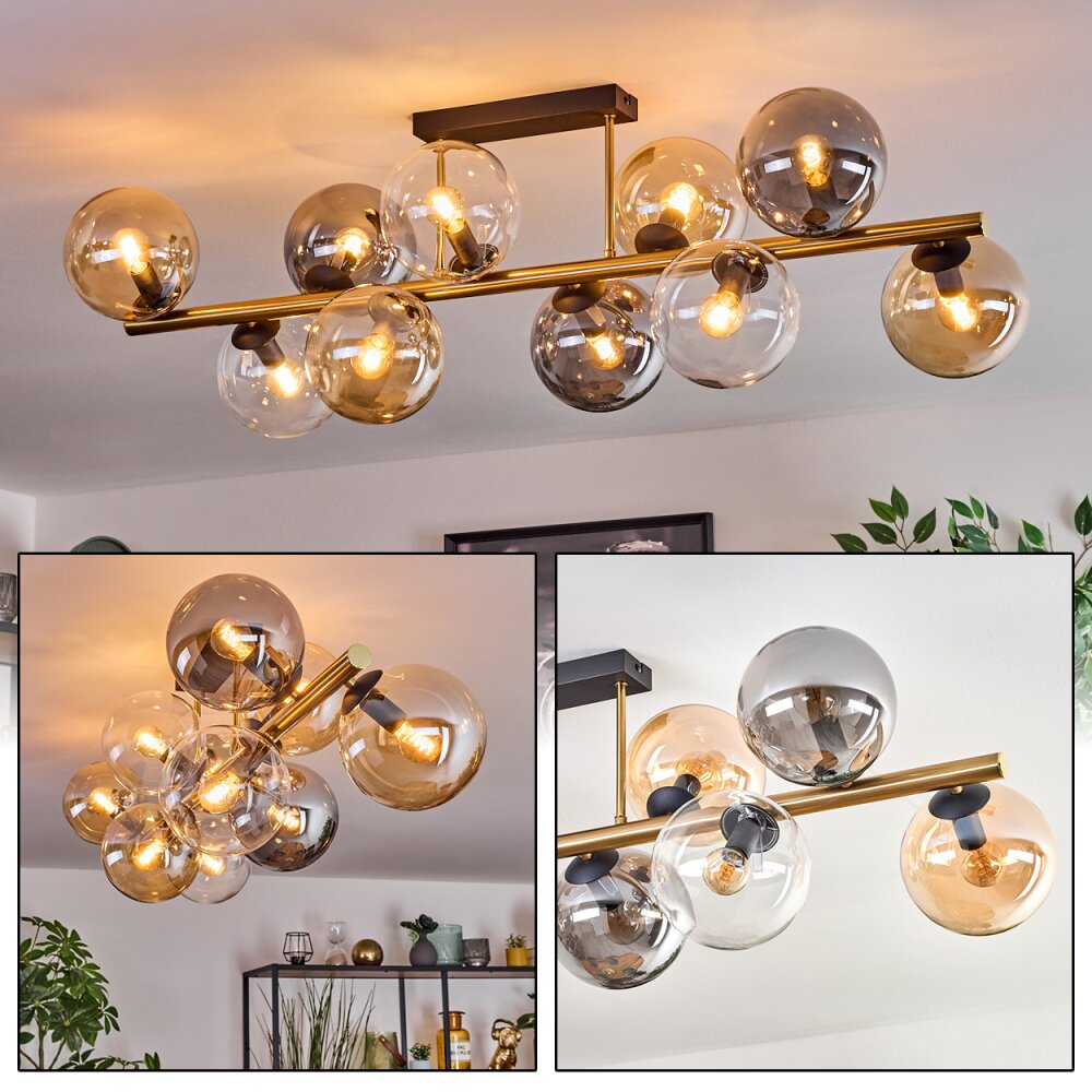 Gastor Taklampa, kullampa Guld, Svart, 10-ljuskällor main product photo