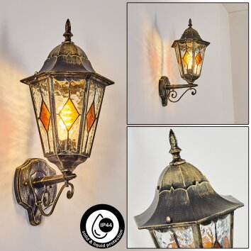 Hongkong vägglampa utomhus, Vägglampa Guld, Svart, 1-ljuskällor