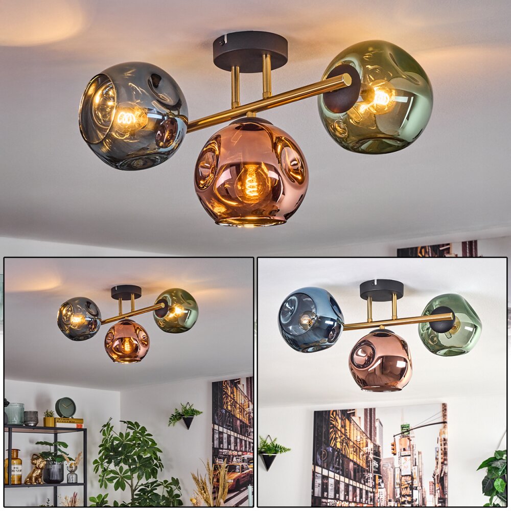Ripoll Taklampa, kullampa Guld, Svart, 3-ljuskällor main product photo