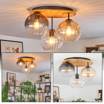Koyoto Taklampa, kullampa 40 cm Naturfärger, Svart, 3-ljuskällor