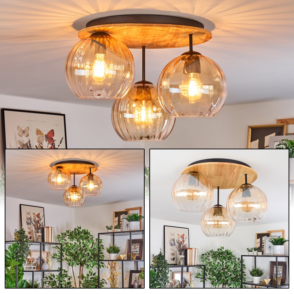 Koyoto Taklampa, kullampa 40 cm Naturfärger, Svart, 3-ljuskällor main product photo