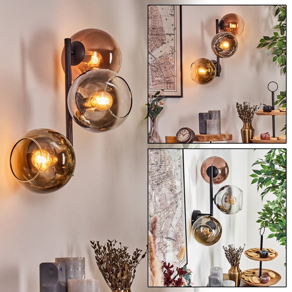 Koyoto kullampa, Vägglampa Krom, Guld, Klart, Kopparfärg, Rökfärger, 3-ljuskällor main product photo