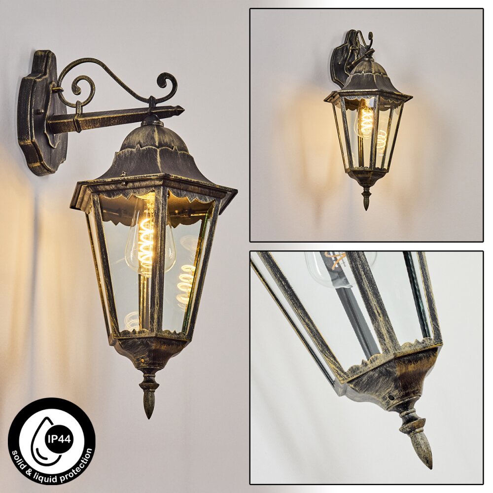 Hongkong vägglampa utomhus, Vägglampa Guld, Svart, 1-ljuskällor main product photo