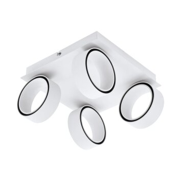 Eglo Lampor ALBARIZA Takstrålkastare, Väggspotlight LED Krom, Vit, 4-ljuskällor