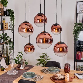 Gastor Pendellampa, kullampa, Pendelbelysning Klart, Kopparfärg, 6-ljuskällor