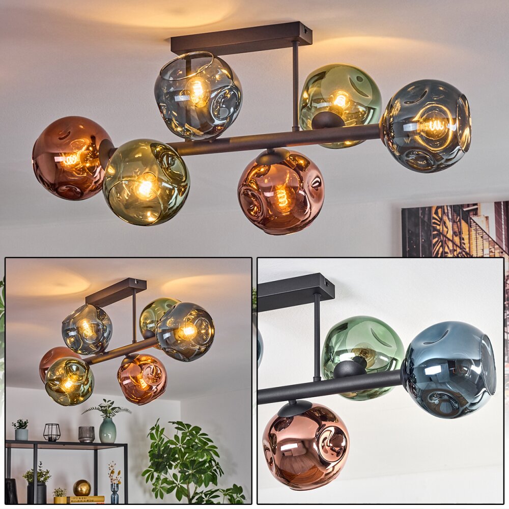 Ripoll Taklampa, kullampa Blå, Grön, Kopparfärg, 6-ljuskällor main product photo