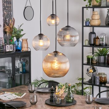 Koyoto Pendellampa, kullampa, Pendellampa Cluster Amber, Klart, Rökfärger, 4-ljuskällor
