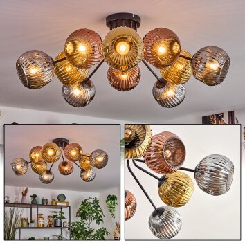 Ripoll Taklampa, kullampa Guld, Kopparfärg, Rökfärger, 10-ljuskällor