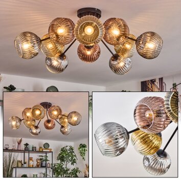 Ripoll Taklampa, kullampa Guld, Klart, Kopparfärg, Rökfärger, 10-ljuskällor