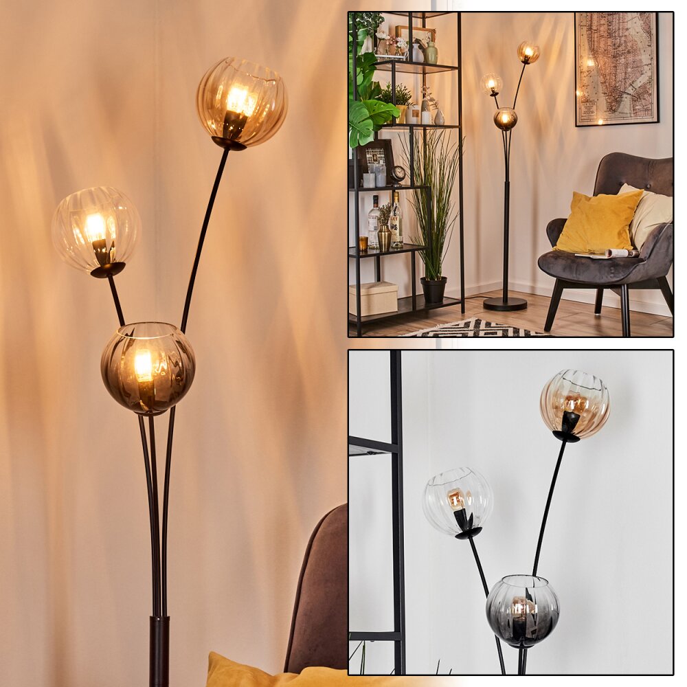 Koyoto kullampa, Golvlampa Amber, Klart, Rökfärger, 3-ljuskällor main product photo
