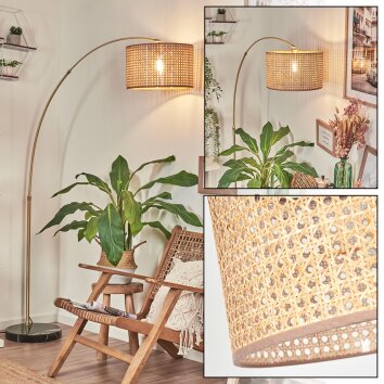 Barcos Golvlampa, Båglampor Mässing, Svart, 1-ljuskällor, Tygskärm