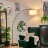 Bassagoda Golvlampa, Båglampor Krom, Svart, 1-ljuskällor, Tyg-lampskärm
