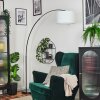 Bassagoda Golvlampa, Båglampor Krom, Svart, 1-ljuskällor, Tyg-lampskärm