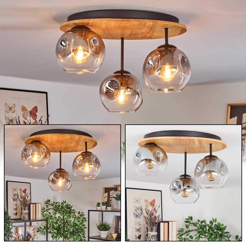 Ripoll Taklampa, kullampa Naturfärger, Svart, 3-ljuskällor main product photo