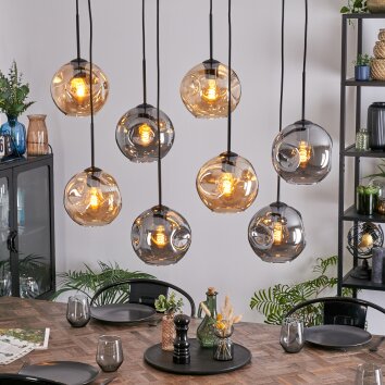 Ripoll Pendellampa, kullampa, Pendelbelysning Amber, Rökfärger, 8-ljuskällor