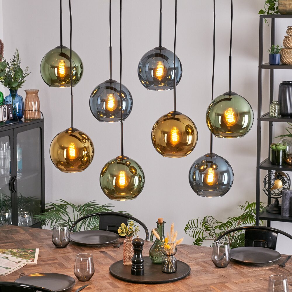 Koyoto Pendellampa, kullampa, Pendelbelysning Blå, Guld, Grön, 8-ljuskällor main product photo