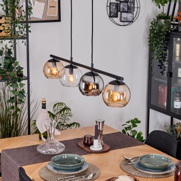 Koyoto Pendellampa, kullampa, Pendelbelysning Amber, Krom, Klart, Rökfärger, 4-ljuskällor