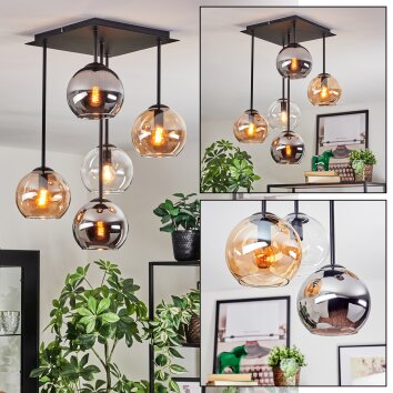 Koyoto Taklampa, kullampa Amber, Krom, Klart, Rökfärger, 5-ljuskällor