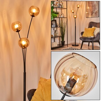Koyoto kullampa, Golvlampa Amber, 3-ljuskällor Koyoto kullampa, Golvlampa Amber, 3-ljuskällor