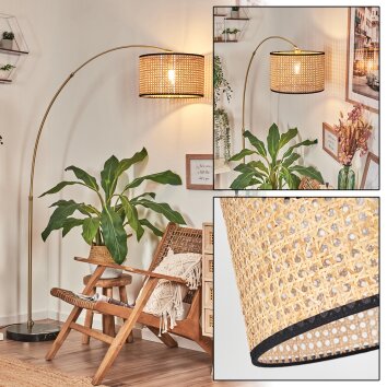 Ramila Golvlampa, Båglampor Mässing, Svart, 1-ljuskällor, Tyg-lampskärm