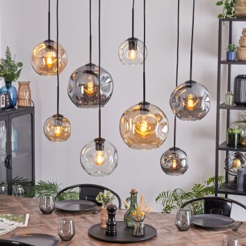 Ripoll Pendellampa, kullampa, Pendelbelysning Amber, Klart, Rökfärger, 8-ljuskällor