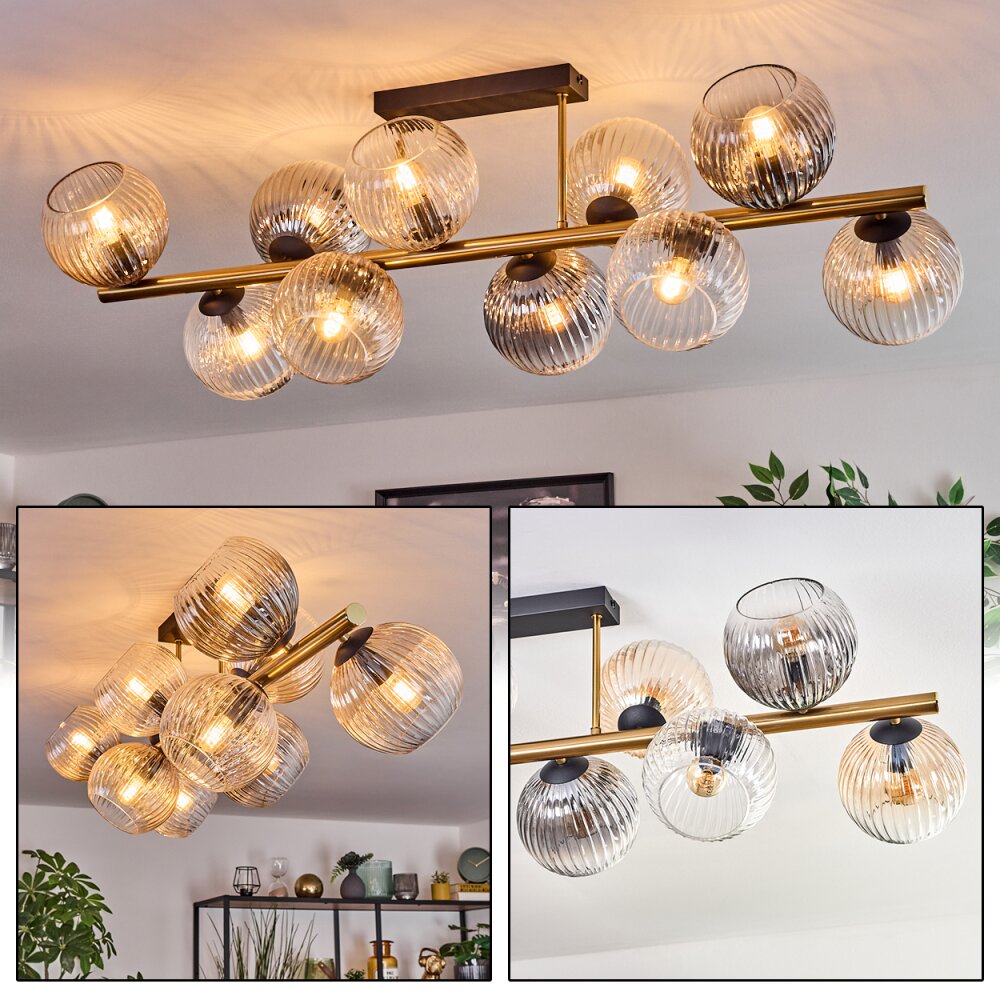Koyoto Taklampa, kullampa Guld, Svart, 10-ljuskällor main product photo