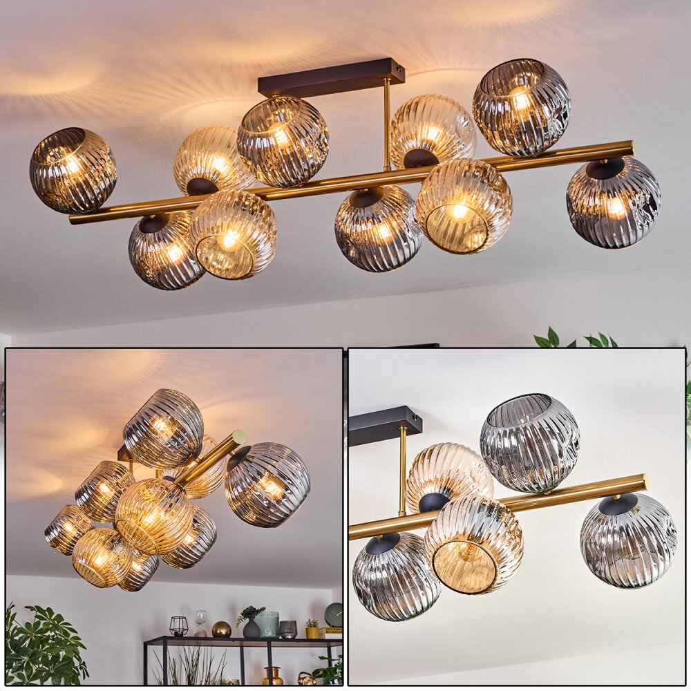 Ripoll Taklampa, kullampa Guld, Svart, 10-ljuskällor main product photo