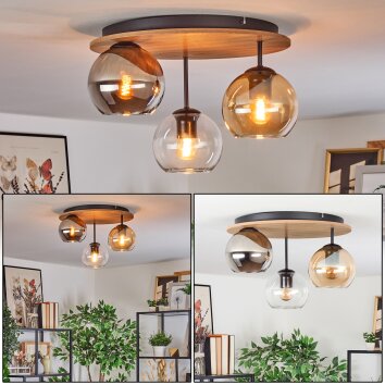 Koyoto Taklampa, kullampa 40 cm Naturfärger, Svart, 3-ljuskällor