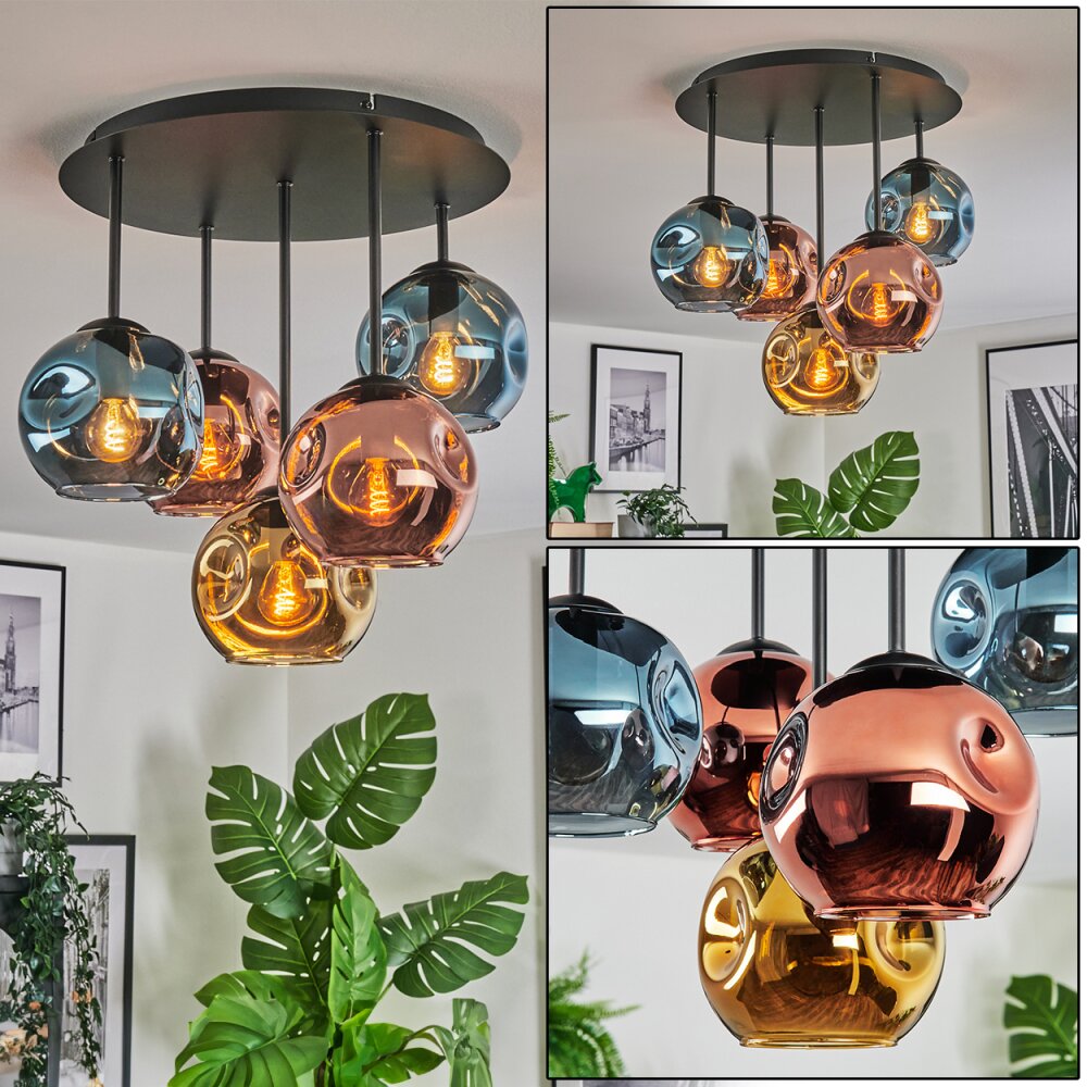 Ripoll Taklampa, kullampa Blå, Guld, Kopparfärg, 5-ljuskällor main product photo
