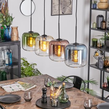 Lauden Pendellampa, Pendelbelysning Amber, Blå, Grön, Klart, Kopparfärg, 4-ljuskällor