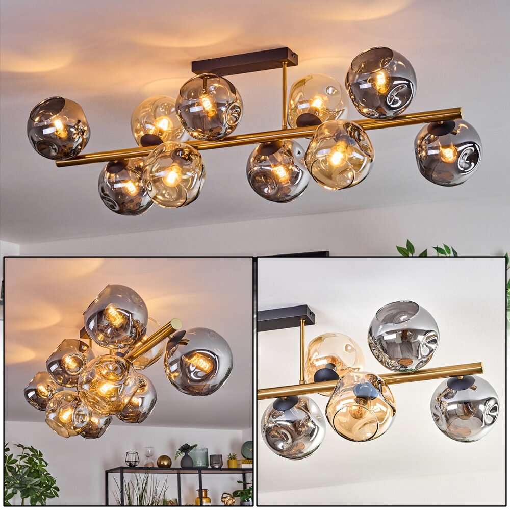 Ripoll Taklampa, kullampa Guld, Svart, 10-ljuskällor main product photo