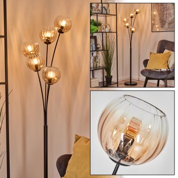 Koyoto kullampa, Golvlampa Amber, Klart, 5-ljuskällor