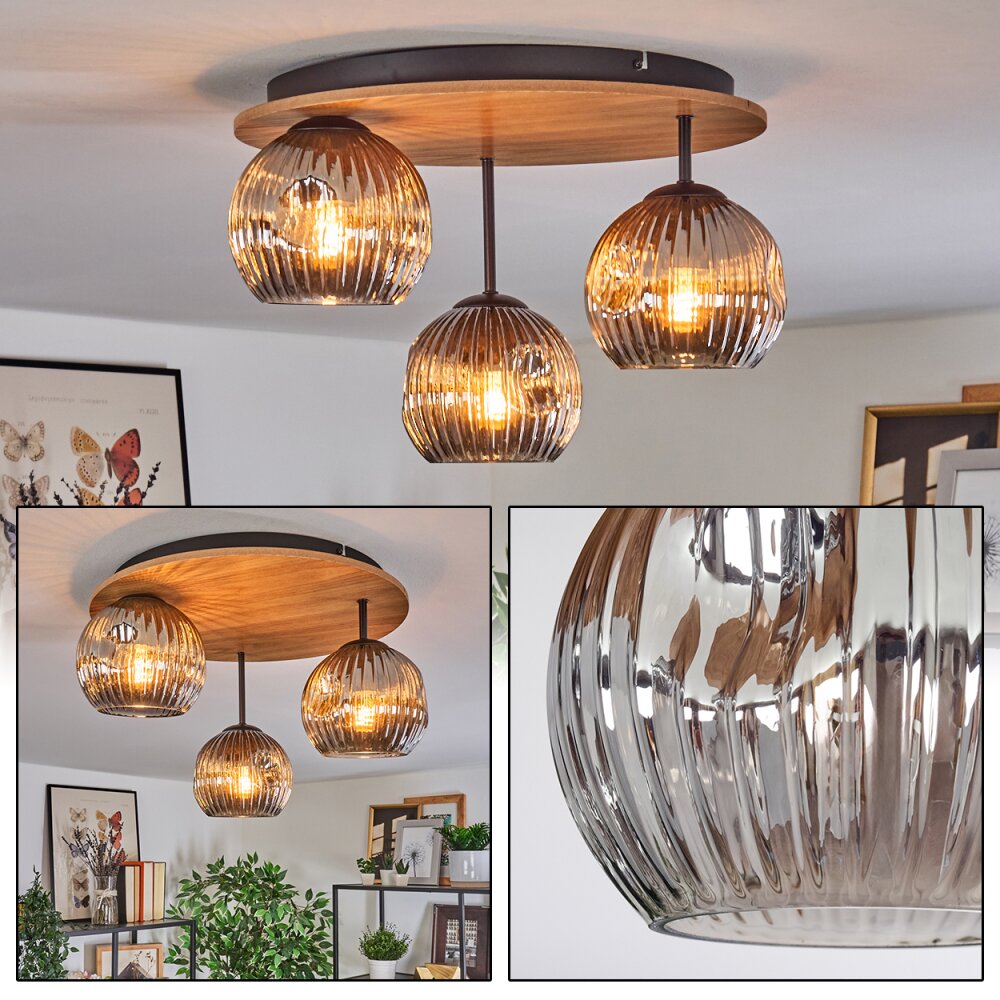 Ripoll Taklampa, kullampa Naturfärger, Svart, 3-ljuskällor main product photo