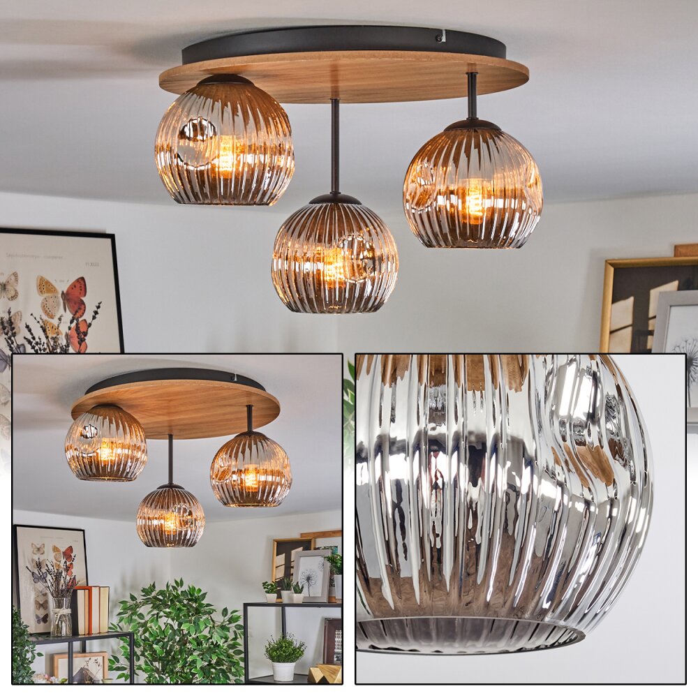 Ripoll Taklampa, kullampa Naturfärger, Svart, 3-ljuskällor main product photo