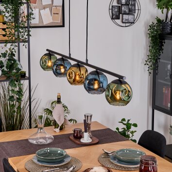 Ripoll Pendellampa, kullampa, Pendelbelysning Blå, Guld, Grön, 5-ljuskällor