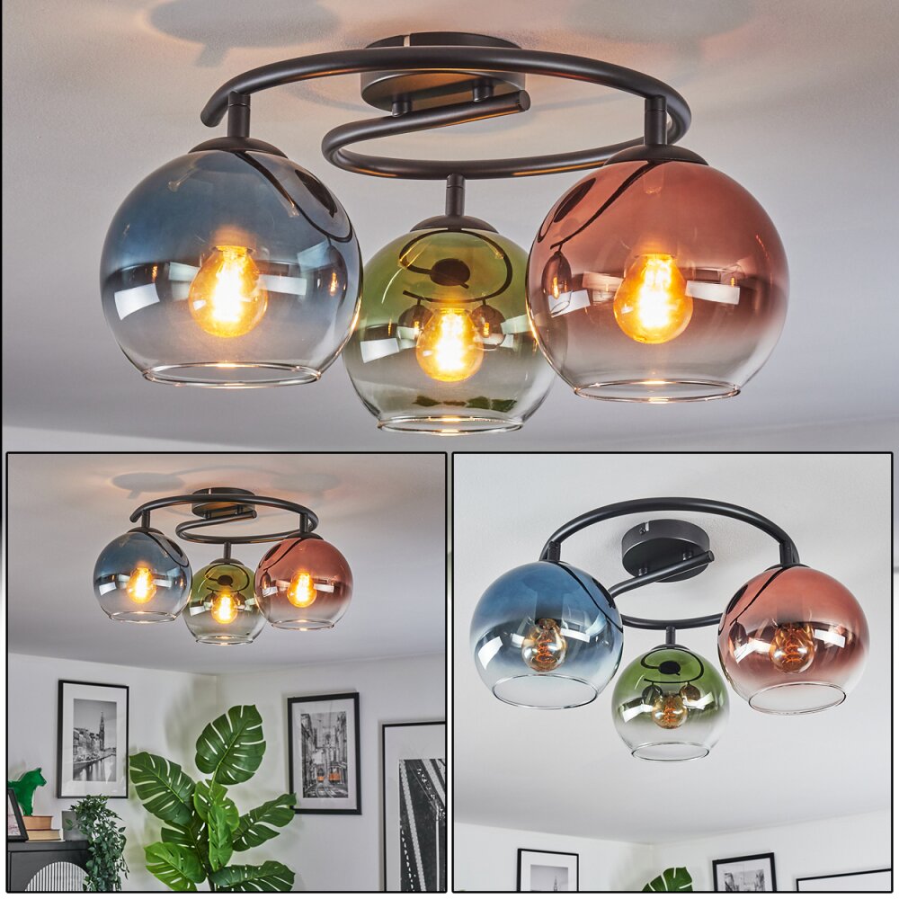 Koyoto Taklampa, kullampa 37 cm Blå, Grön, Klart, Kopparfärg, 3-ljuskällor main product photo