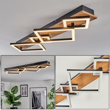Cabanas Taklampa LED träoptik, Svart, 1-ljuskällor