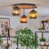 Koyoto Taklampa, kullampa 40 cm Brun, träoptik, Svart, 3-ljuskällor