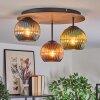 Koyoto Taklampa, kullampa 40 cm Brun, träoptik, Svart, 3-ljuskällor
