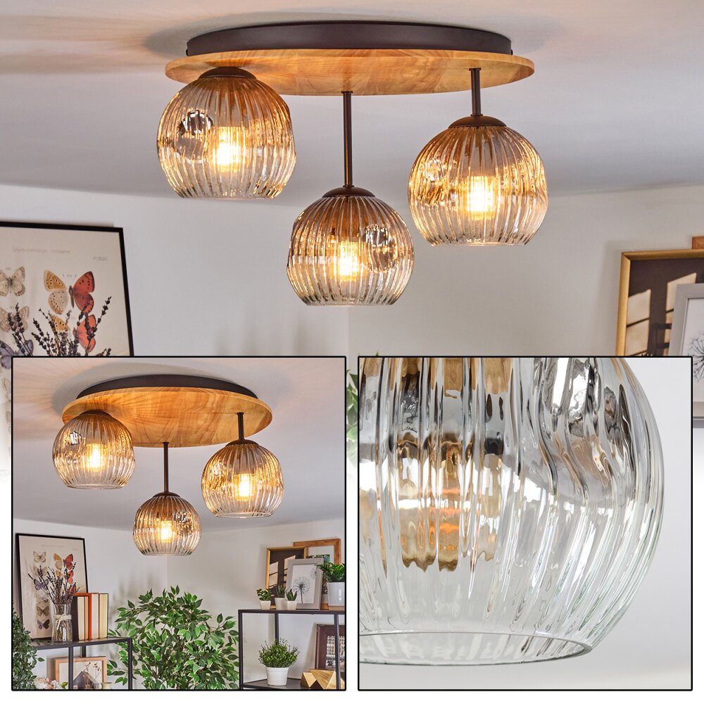 Ripoll Taklampa, kullampa Naturfärger, Svart, 3-ljuskällor main product photo