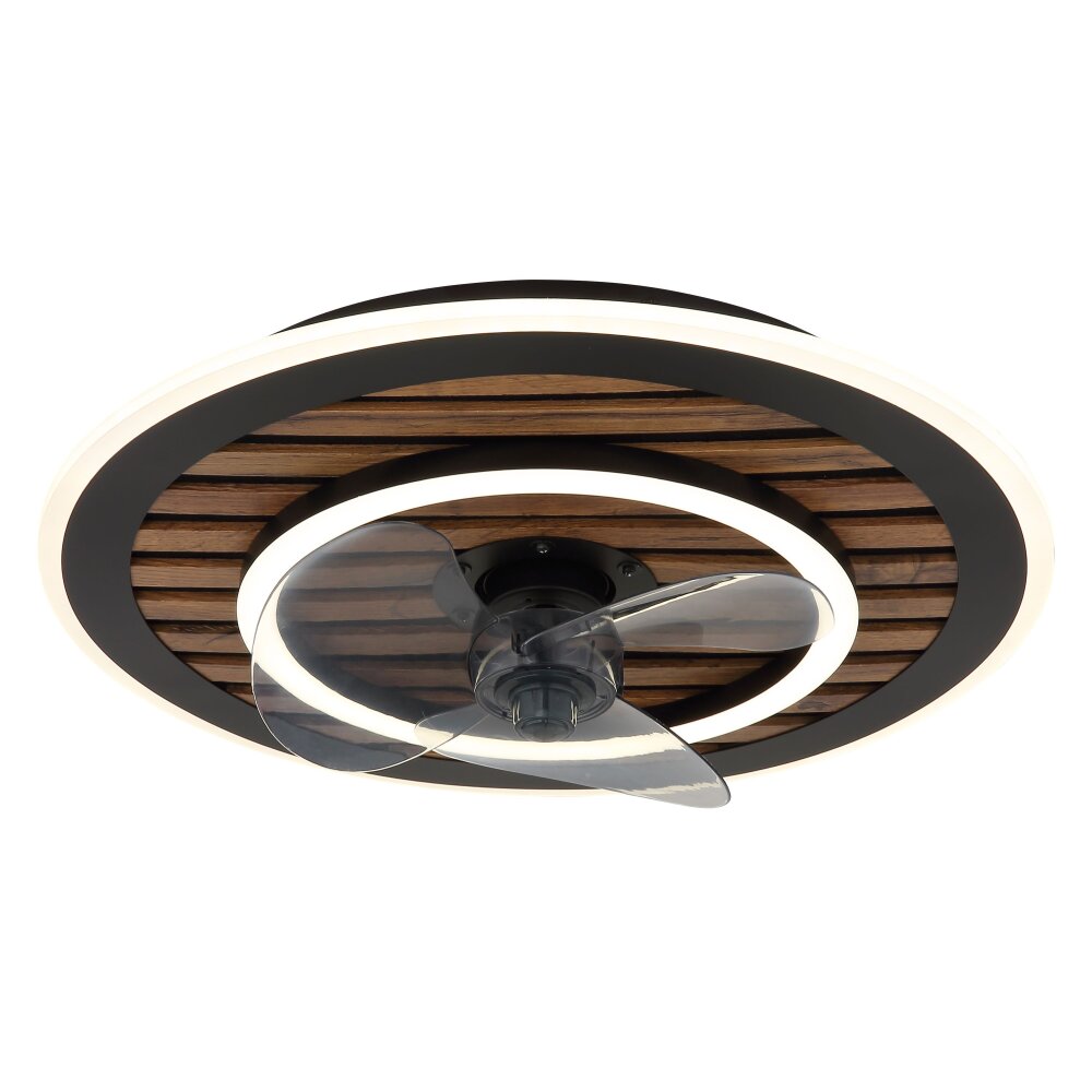 Globo Trevino Takfläkt med belysning LED Naturfärger, Svart, 1-ljuskällor, Fjärrkontroll main product photo