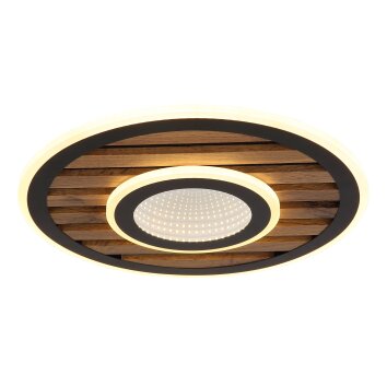 Globo Woody Taklampa LED Naturfärger, Svart, 1-ljuskällor