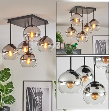 Koyoto Taklampa, kullampa Krom, Klart, Rökfärger, 5-ljuskällor
