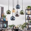 Koyoto Pendellampa, kullampa, Pendelbelysning Amber, Blå, Krom, Grön, Rökfärger, 6-ljuskällor