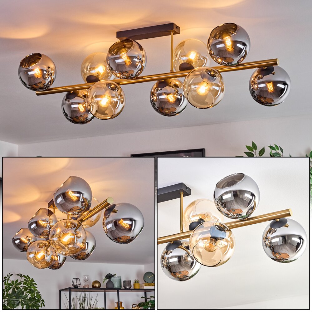 Koyoto Taklampa, kullampa Guld, Svart, 10-ljuskällor main product photo