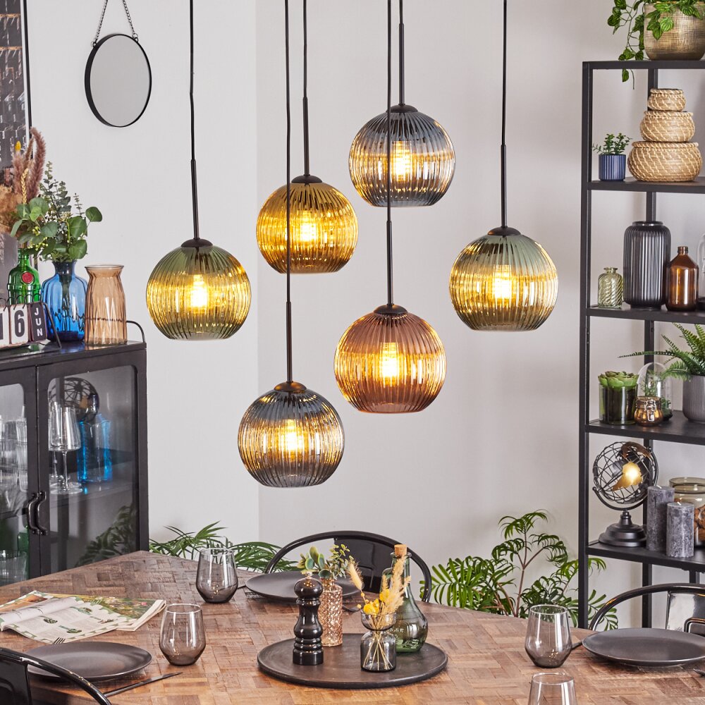Koyoto Pendellampa, kullampa, Pendelbelysning Blå, Guld, Grön, Kopparfärg, 6-ljuskällor main product photo