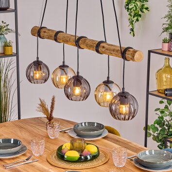 Koyoto Pendellampa, kullampa, Pendelbelysning Naturfärger, Svart, 5-ljuskällor