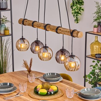 Koyoto Pendellampa, kullampa, Pendelbelysning Naturfärger, Svart, 5-ljuskällor